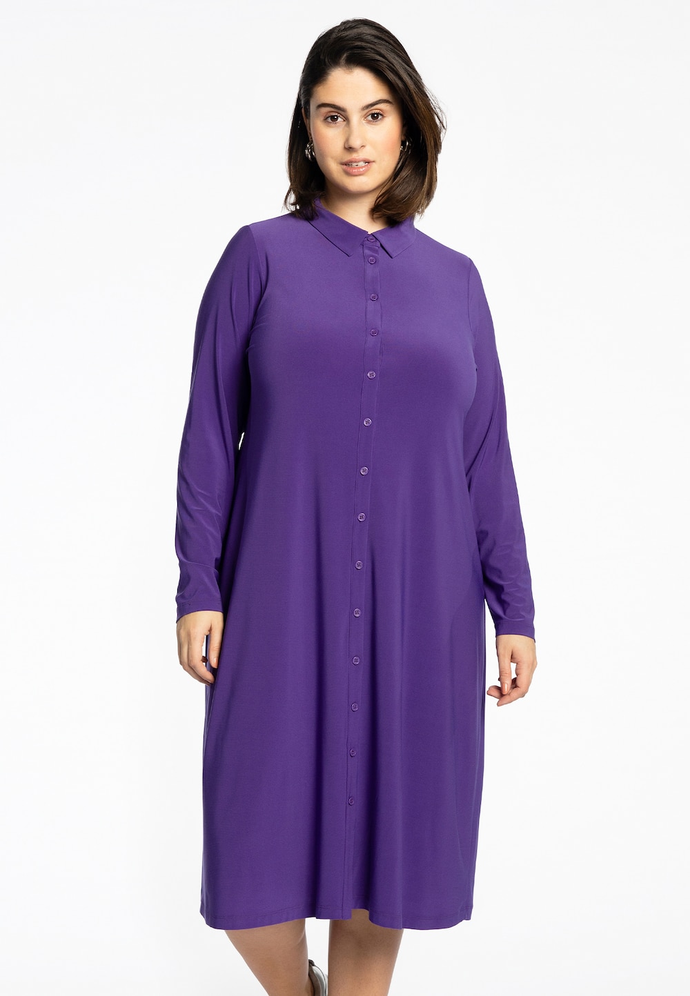 Große Größen Bluse mit Langarm, Damen, lila, Größe: 42/44, Polyester, Happy Size DE Women von YOEK