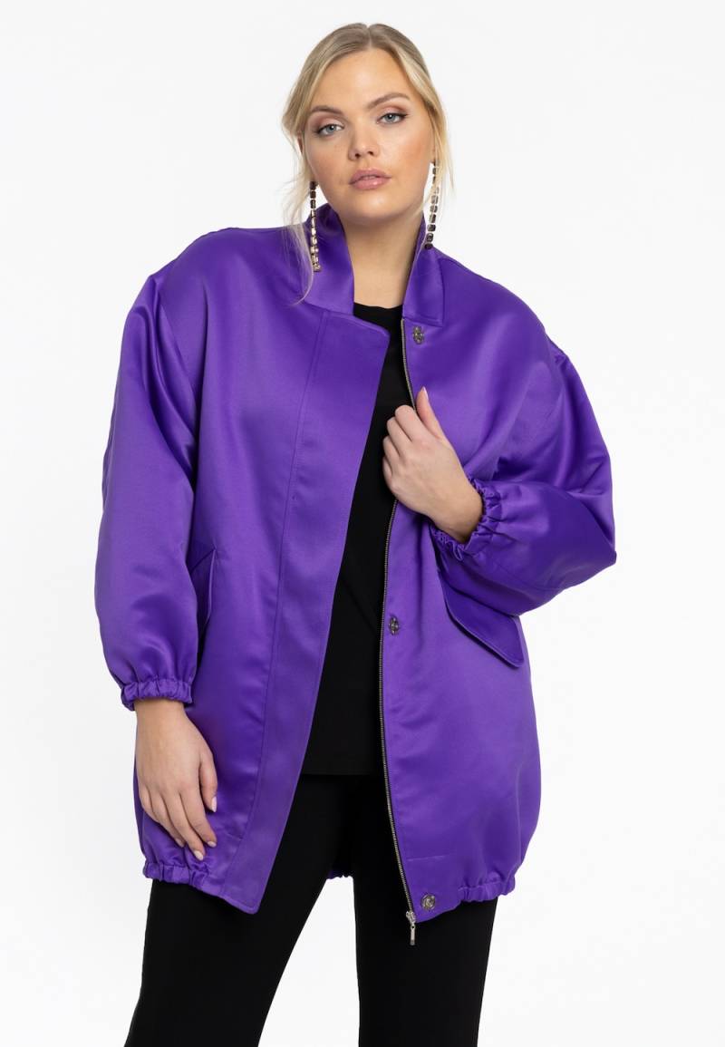 Große Größen Bomberjacke mit Reißverschluss, Damen, lila, Größe: 58/60, Polyester, Happy Size DE Women von YOEK