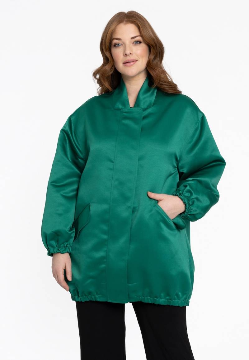 Große Größen Bomberjacke mit Reißverschluss, Damen, türkis, Größe: 58/60, Polyester, Happy Size DE Women von YOEK