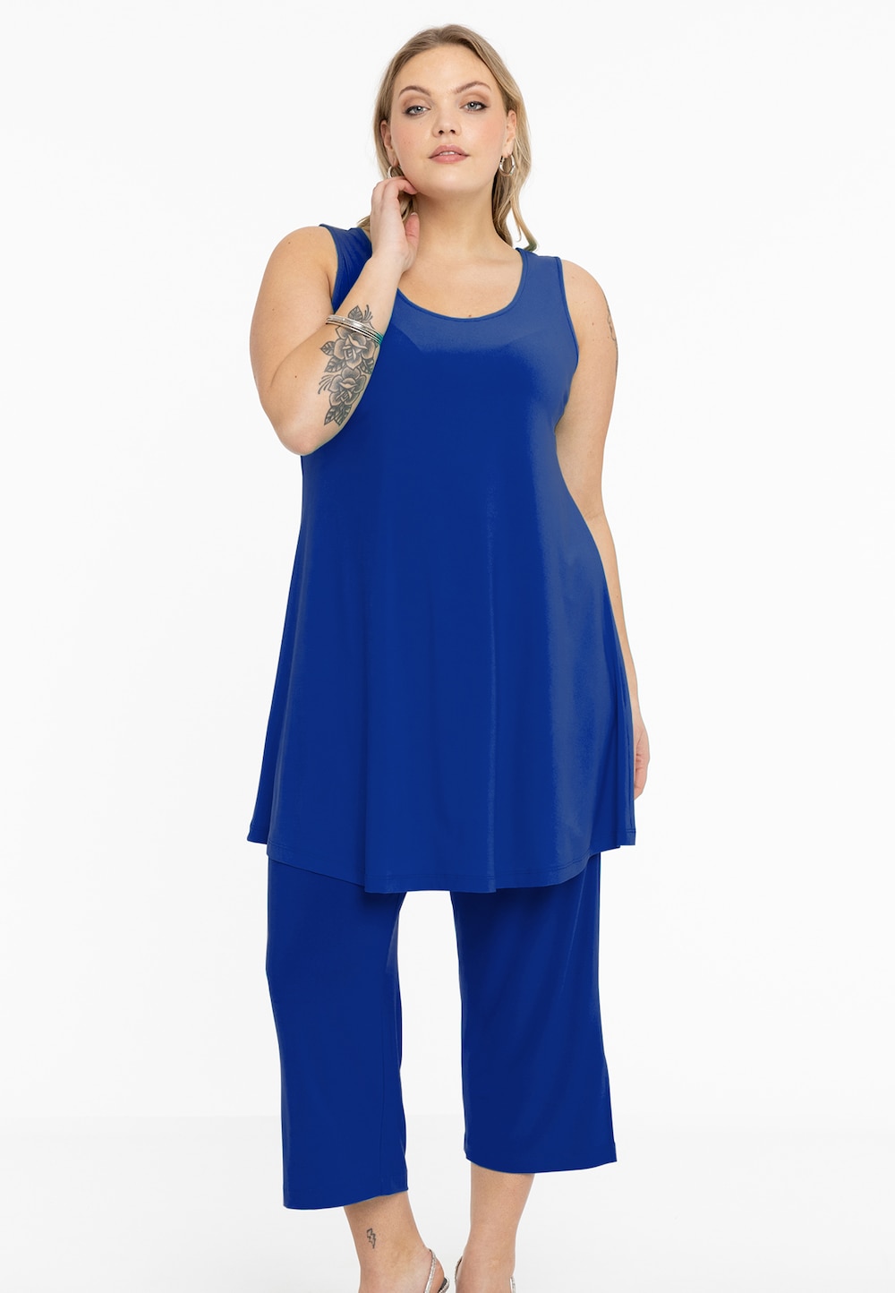 Große Größen Hose 7/8, Damen, blau, Größe: 42/44, Polyester, Happy Size DE Women von YOEK