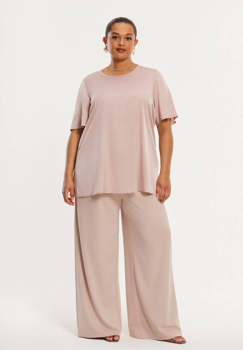 Große Größen Hose Flare Fit, Damen, rosa, Größe: 46/48, Viskose/Polyester, Happy Size DE Women von YOEK