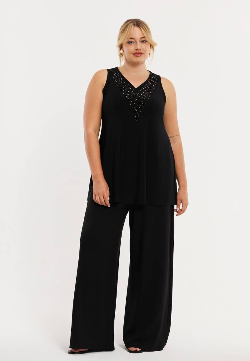 Große Größen Hose Flare Fit, Damen, schwarz, Größe: 46/48, Viskose/Polyester, Happy Size DE Women von YOEK