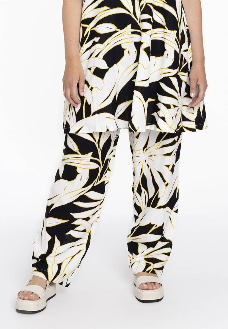 Große Größen Hose mit Druck, Damen, schwarz, Größe: 42/44, Viskose/Leinen, Happy Size DE Women von YOEK