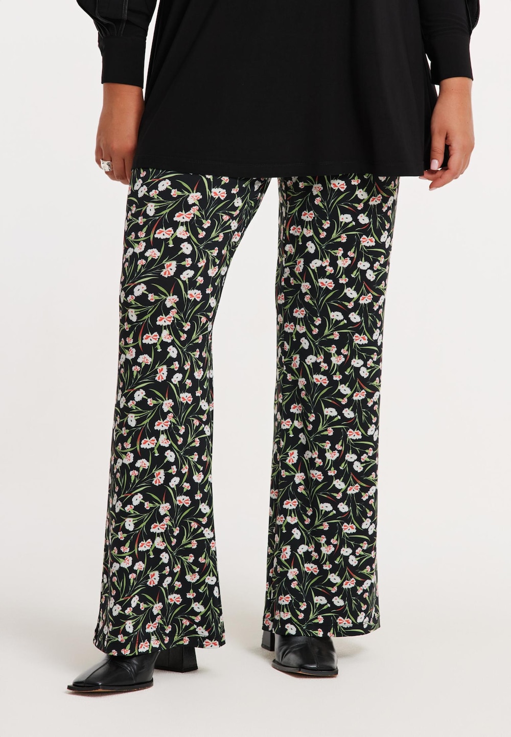 Große Größen Hose mit Druck, Damen, schwarz, Größe: 54/56, Elasthan, Happy Size DE Women von YOEK