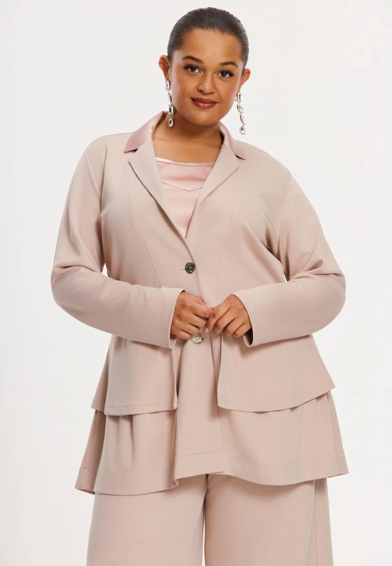 Große Größen Jacke Flare Fit, Damen, rosa, Größe: 46/48, Viskose/Polyester, Happy Size DE Women von YOEK