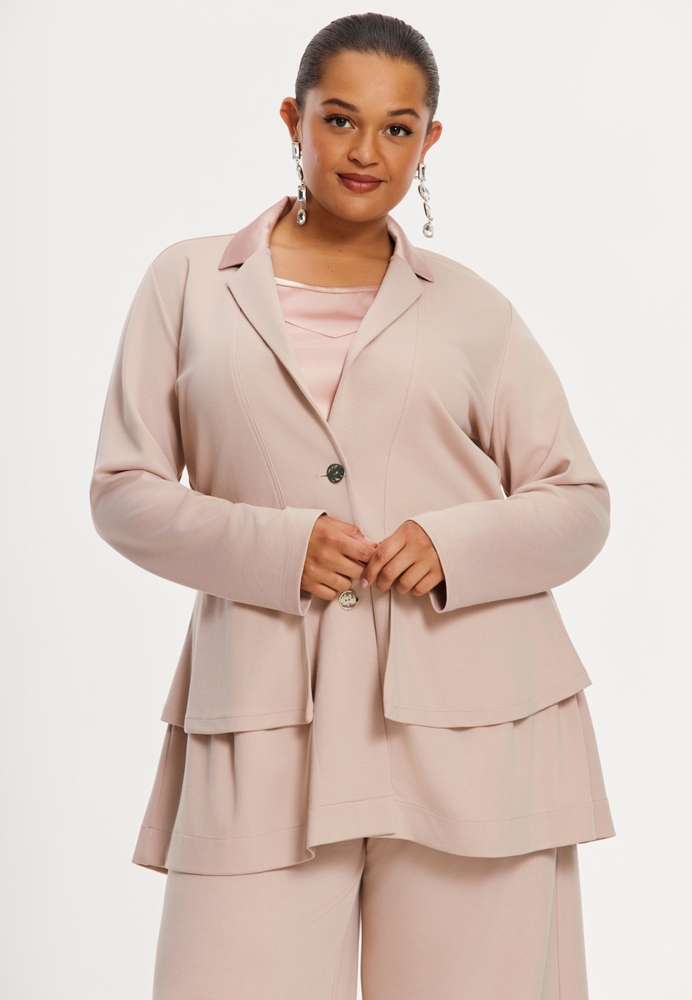 Große Größen Jacke Flare Fit, Damen, rosa, Größe: 50/52, Viskose/Polyester, Happy Size DE Women von YOEK