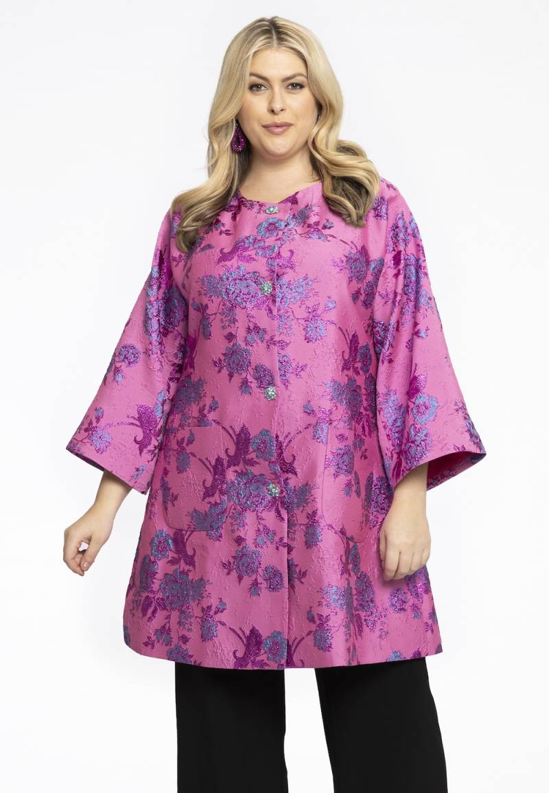 Große Größen Jacke Mit Knöpfen, Damen, rosa, Größe: 46/48, Polyester/Viskose, Happy Size DE Women von YOEK