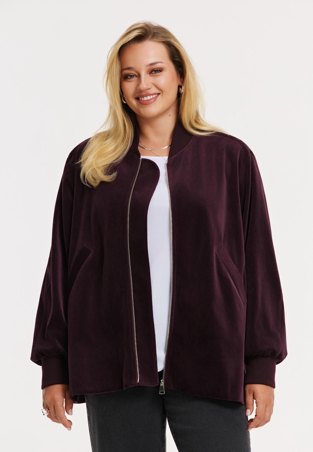 Große Größen Jacke mit Langarm, Damen, rot, Größe: 46/48, Baumwolle, Happy Size DE Women von YOEK