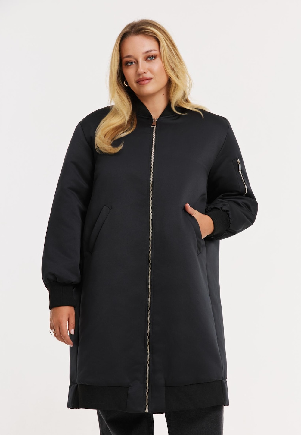 Große Größen Jacke mit Langarm, Damen, schwarz, Größe: 46/48, Polyester, Happy Size DE Women von YOEK