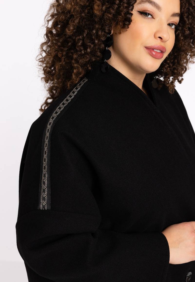 Große Größen Jacke mit Langarm, Damen, schwarz, Größe: 50/52, Polyester/Viskose, Happy Size DE Women von YOEK