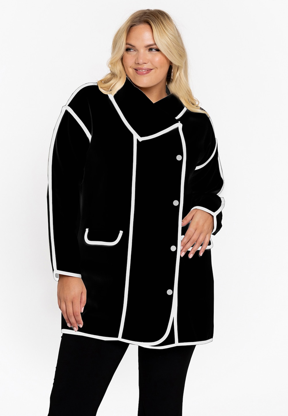Große Größen Jacke mit Langarm, Damen, schwarz, Größe: 54/56, Baumwolle, Happy Size DE Women von YOEK