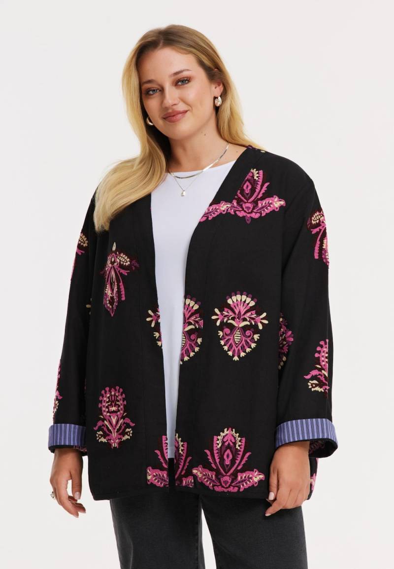 Große Größen Jacke mit Langarm, Damen, schwarz, Größe: 54/56, Baumwolle, Happy Size DE Women von YOEK