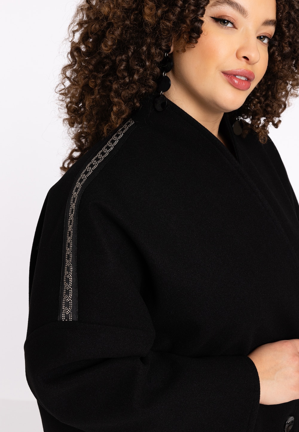 Große Größen Jacke mit Langarm, Damen, schwarz, Größe: 58/60, Polyester/Viskose, Happy Size DE Women von YOEK