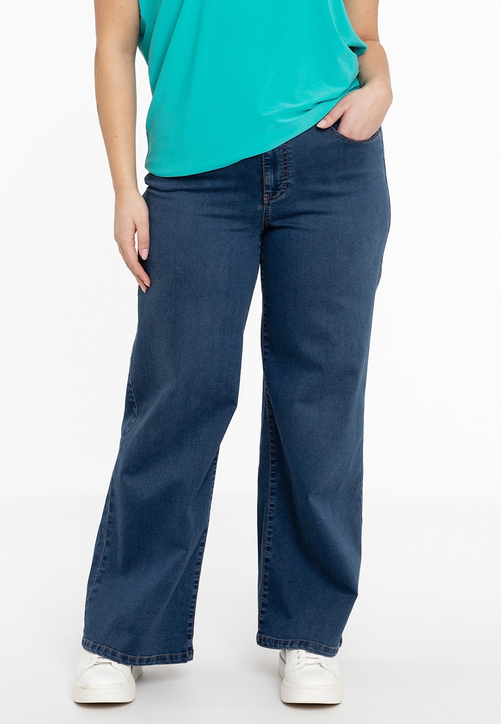 Große Größen Jeans Wide Fit, Damen, blau, Größe: 50, Baumwolle/Polyester, Happy Size DE Women von YOEK