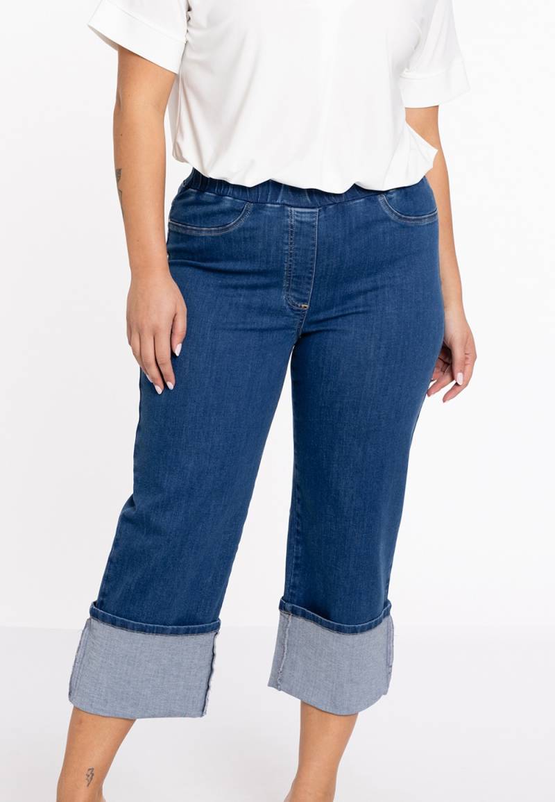 Große Größen Jeans mit einem elastischen Bund, Damen, blau, Größe: 42/44, Baumwolle/Polyester, Happy Size DE Women von YOEK