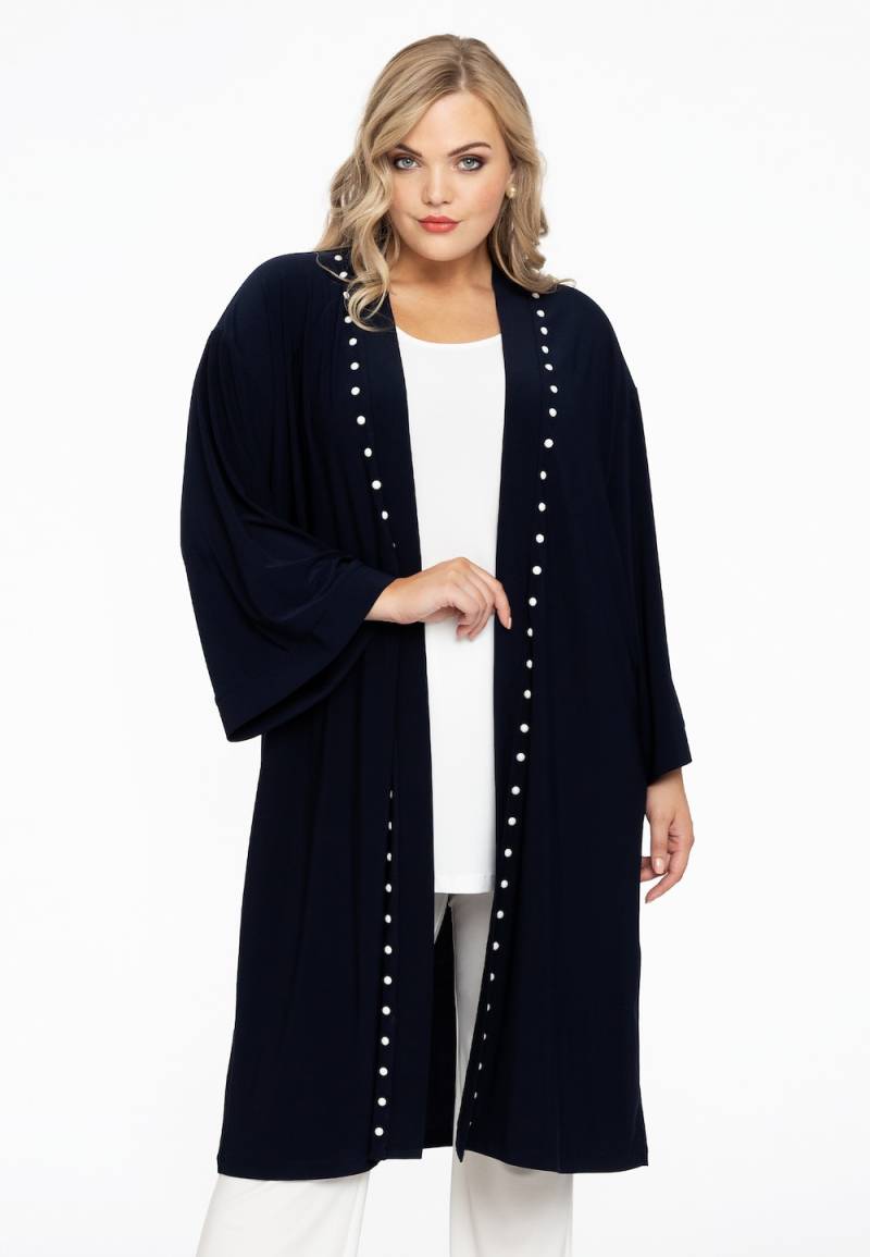 Große Größen Kimono mit Perlen-Deko, Damen, blau, Größe: 50/52, Polyester, Happy Size DE Women Große Größen Kimono mit Perlen-Deko, Damen, blau, Größe: 50/52, Polyester, Happy Size DE Women von YOEK