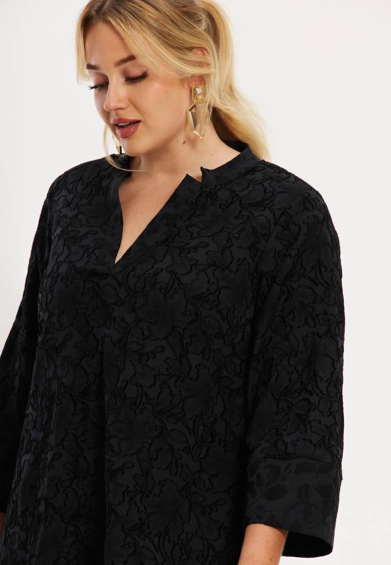 Große Größen Kleid Flare Fit, Damen, schwarz, Größe: 42/44, Polyester/Viskose/Baumwolle, Happy Size DE Women von YOEK