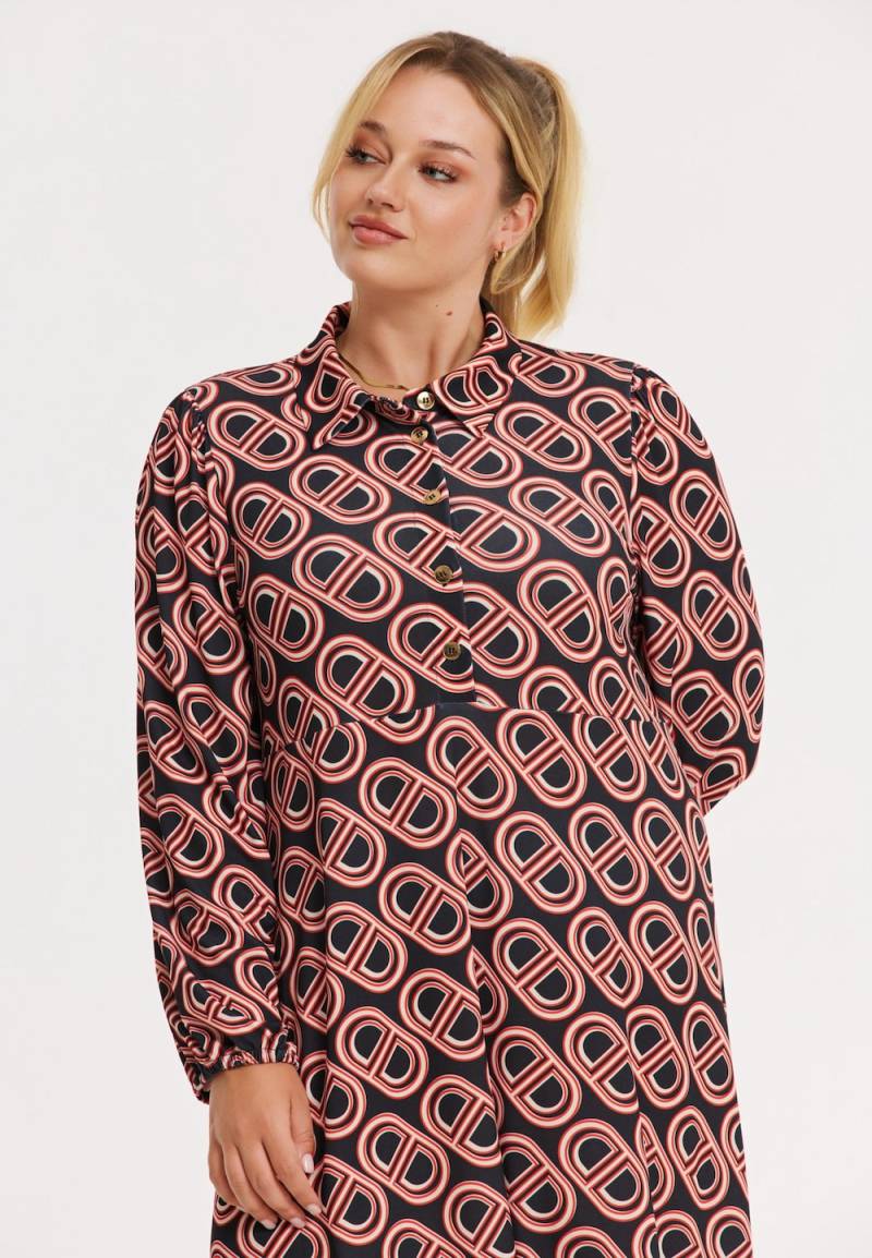 Große Größen Kleid Jacke Jacke mit Druck, Damen, schwarz, Größe: 46/48, Polyester, Happy Size DE Women von YOEK