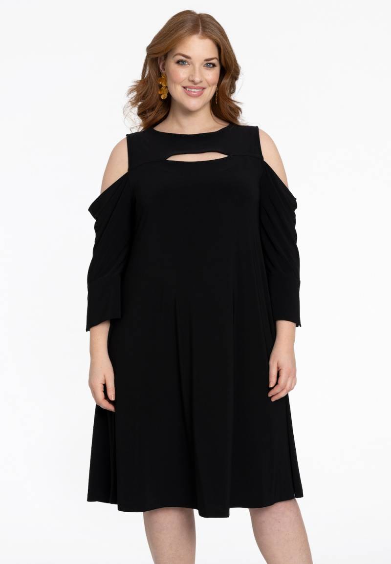 Große Größen Kleid mit Cut-Out, Damen, schwarz, Größe: 46/48, Polyester, Happy Size DE Women von YOEK