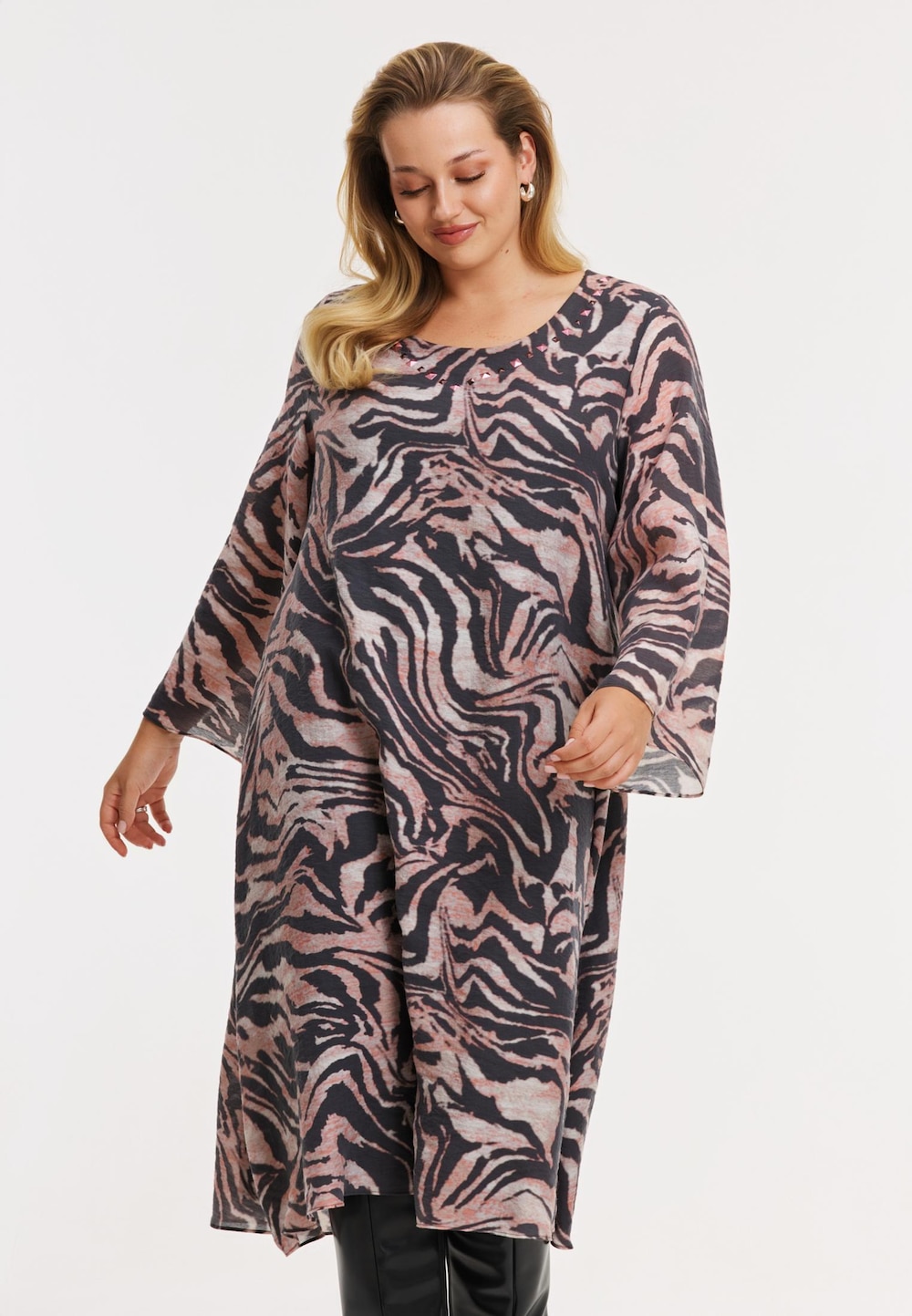 Große Größen Kleid mit Druck, Damen, schwarz, Größe: 46/48, Synthetische Fasern, Happy Size DE Women Große Größen Kleid mit Druck, Damen, schwarz, Größe: 46/48, Synthetische Fasern, Happy Size DE Women von YOEK