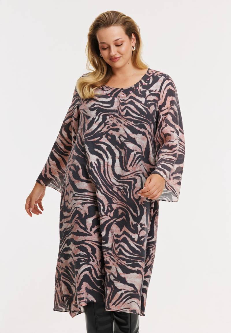 Große Größen Kleid mit Druck, Damen, schwarz, Größe: 50/52, Synthetische Fasern, Happy Size DE Women von YOEK