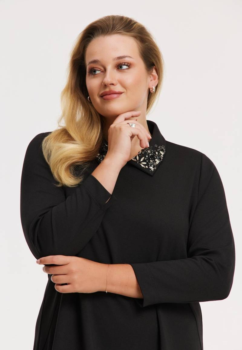 Große Größen Kleid mit Druck, Damen, schwarz, Größe: 58/60, Viskose/Polyester, Happy Size DE Women von YOEK