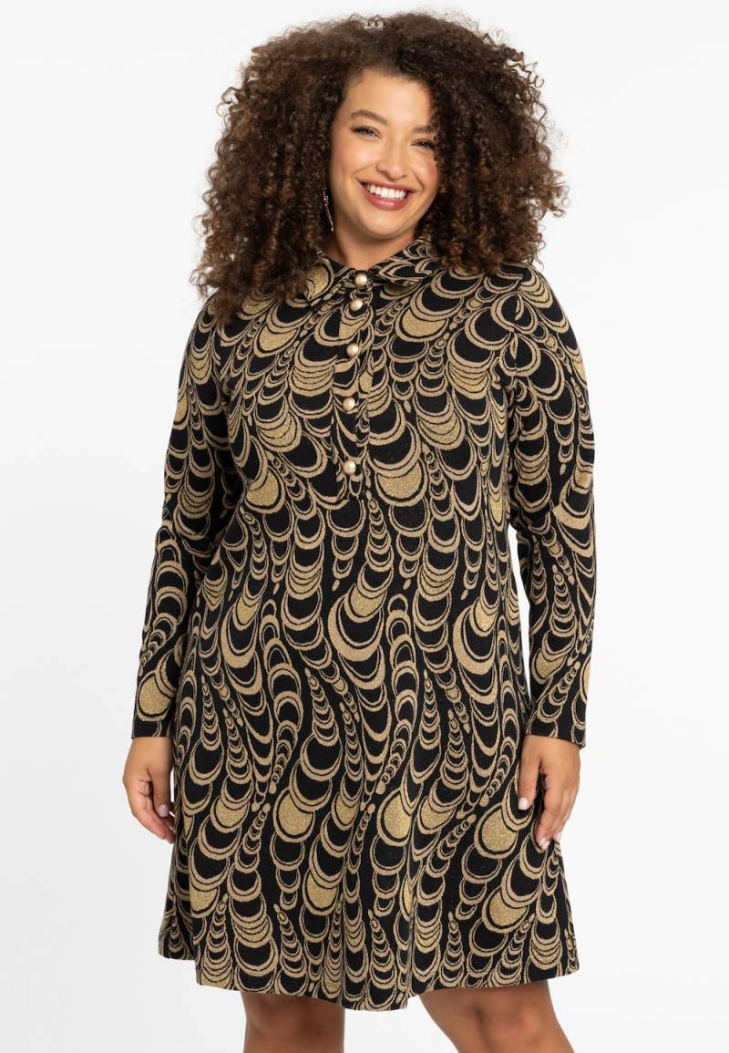 Große Größen Kleid mit Knopfverschluss, Damen, schwarz, Größe: 42/44, Baumwolle/Polyester/Viskose, Happy Size DE Women von YOEK