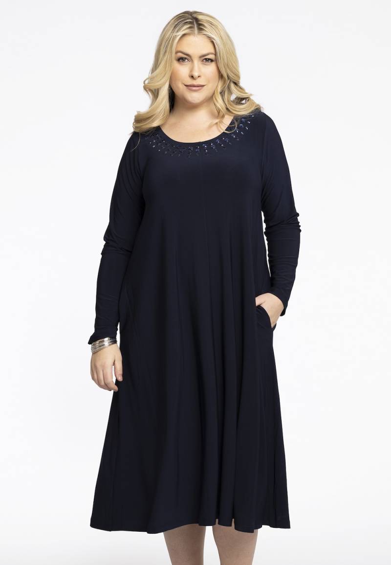 Große Größen Kleid mit Strasssteinen, Damen, blau, Größe: 54/56, Polyester, Happy Size DE Women von YOEK