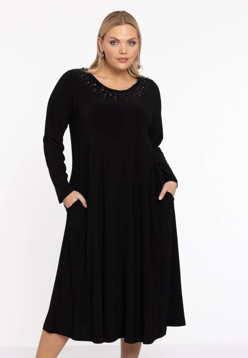 Große Größen Kleid mit Strasssteinen, Damen, schwarz, Größe: 46/48, Polyester, Happy Size DE Women von YOEK