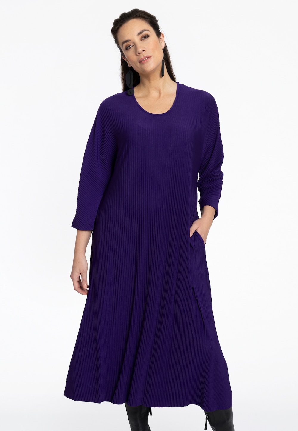 Große Größen Kleid mit falten, Damen, lila, Größe: 54/56, Polyester, Happy Size DE Women von YOEK