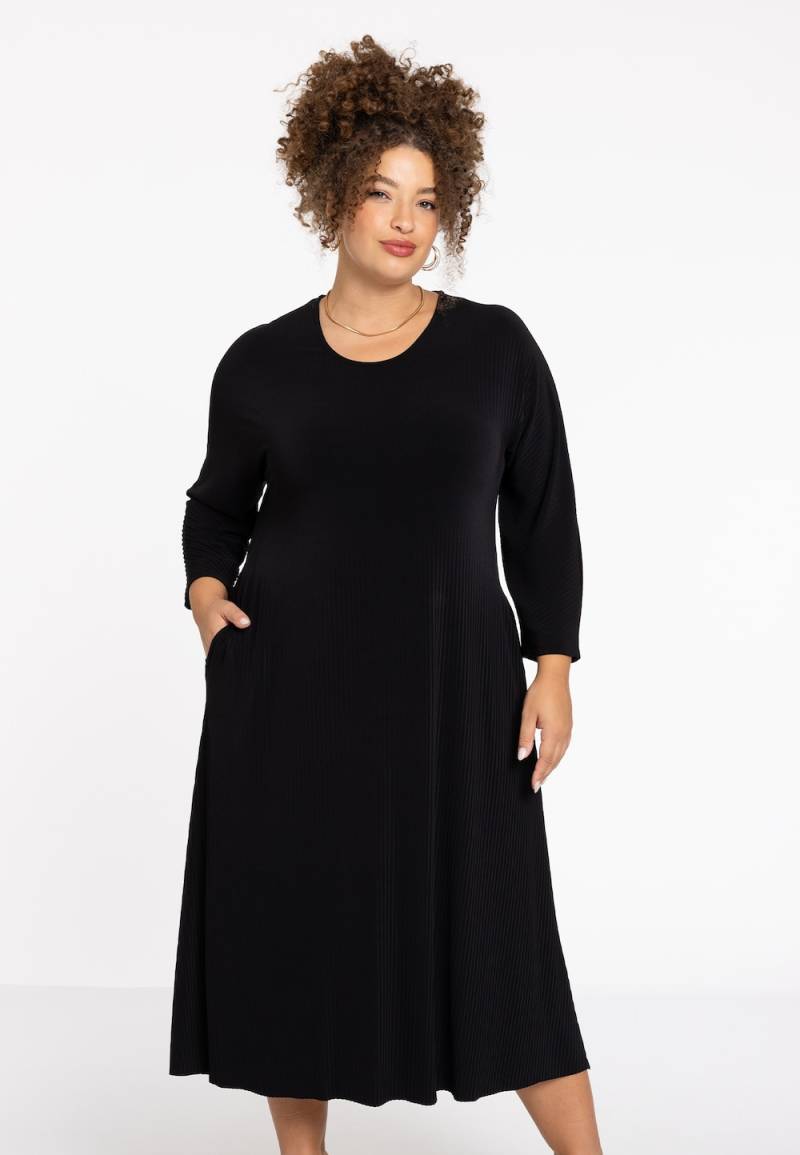 Große Größen Kleid mit falten, Damen, schwarz, Größe: 50/52, Polyester, Happy Size DE Women von YOEK