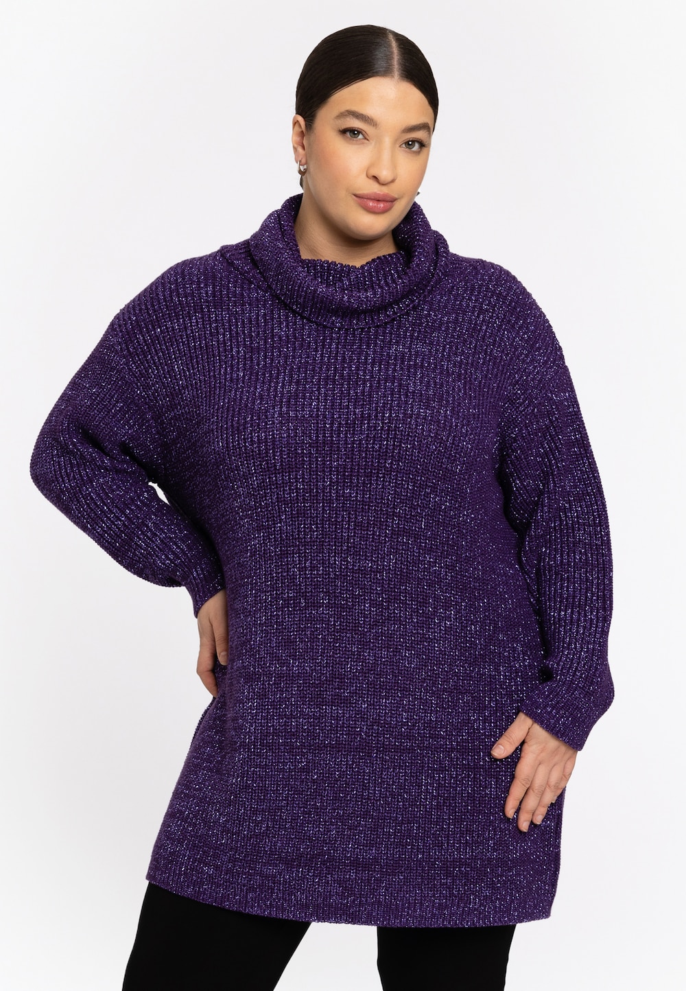 Große Größen Pullover Mit Kragen, Damen, lila, Größe: 50/52, Sonstige/Baumwolle, Happy Size DE Women von YOEK