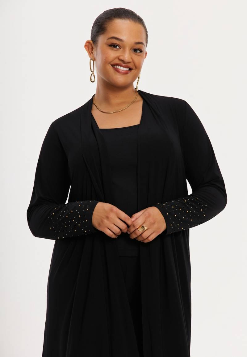 Große Größen Strickjacke mit Langarm, Damen, schwarz, Größe: 46/48, Polyester, Happy Size DE Women von YOEK