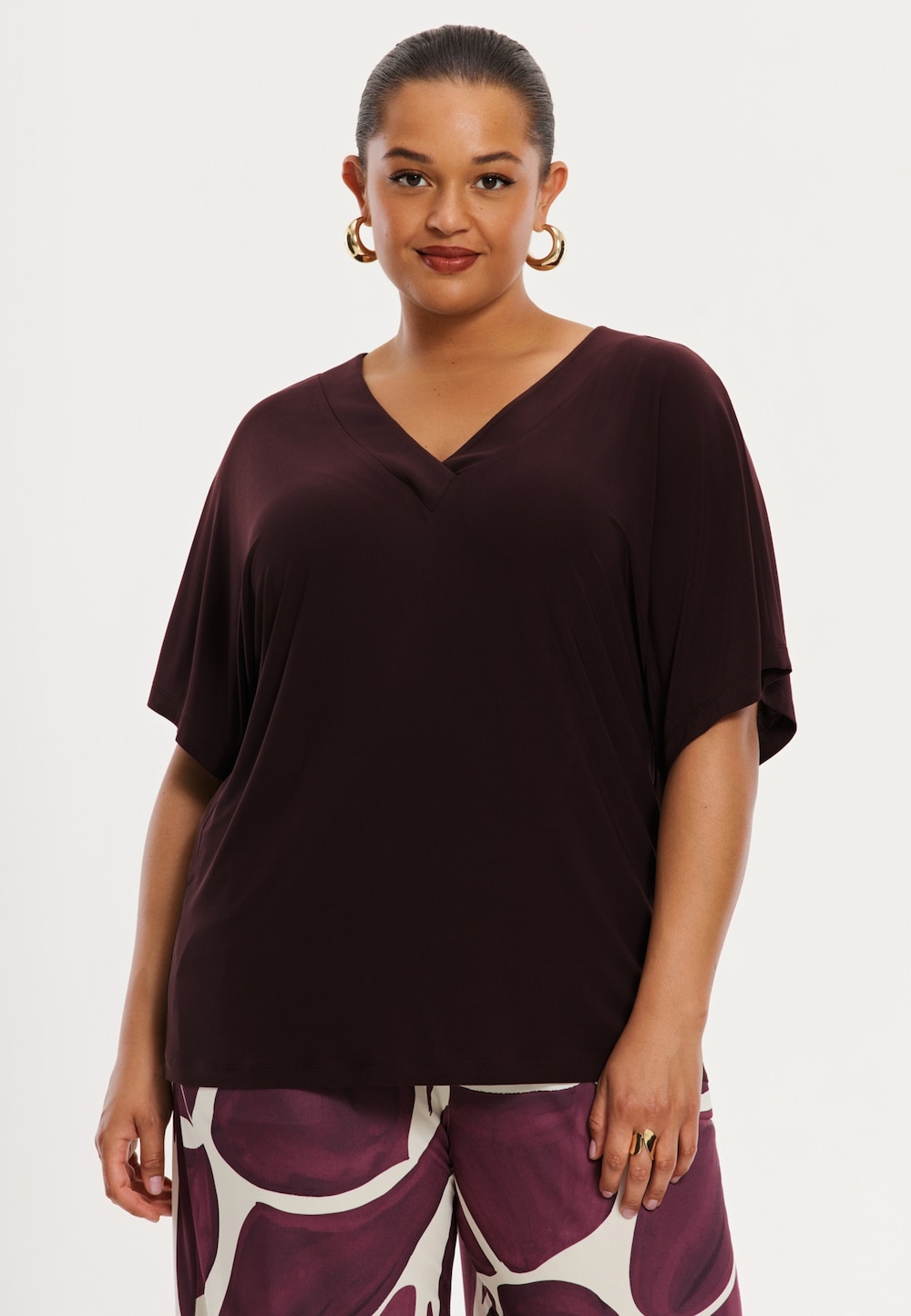 Große Größen T-shirt mit Kurzarm, Damen, rot, Größe: 54/56, Happy Size DE Women von YOEK