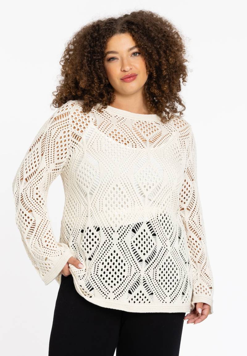 Große Größen Top mit Langarm, Damen, beige, Größe: 46/48, Baumwolle, Happy Size DE Women von YOEK