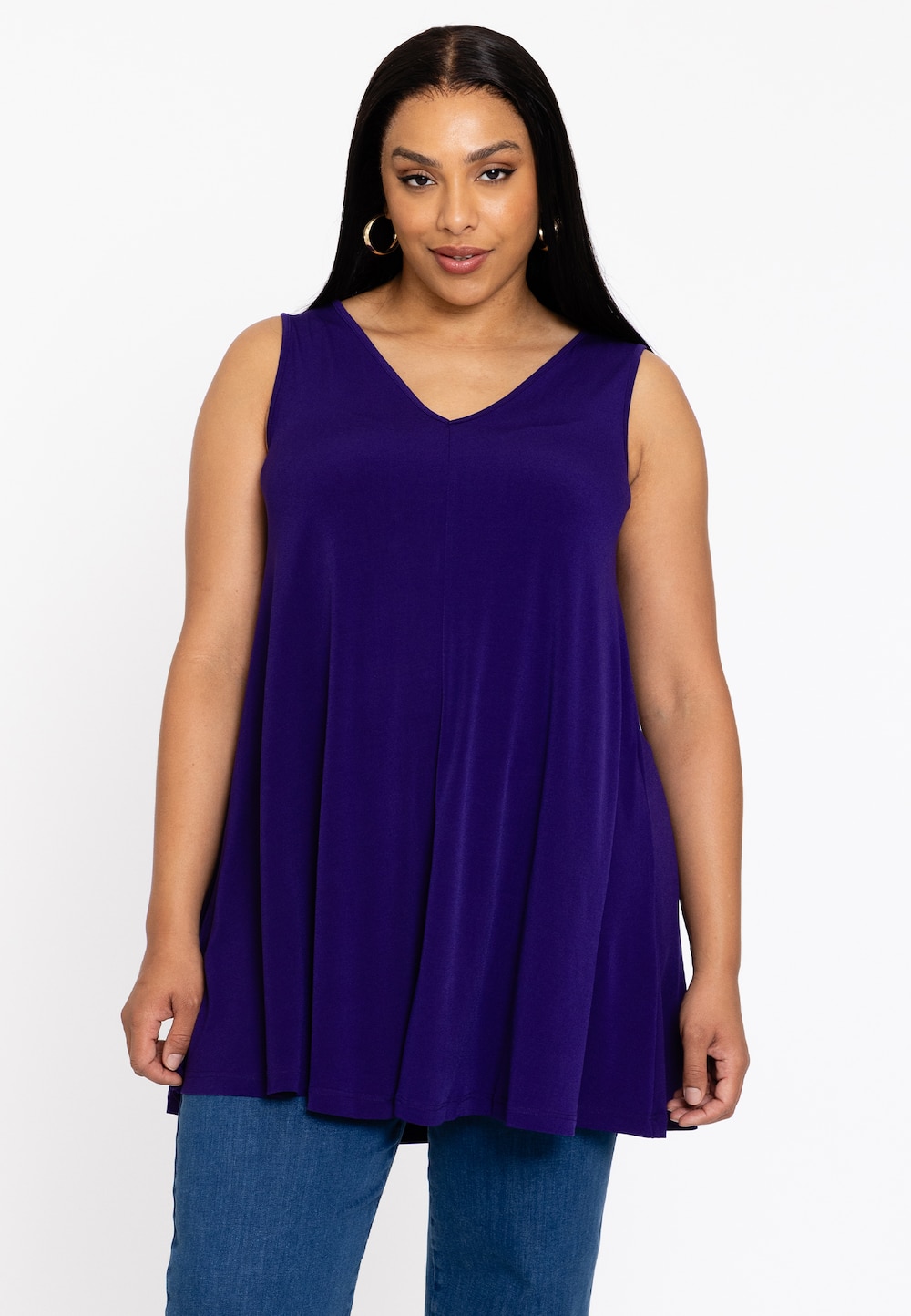 Große Größen Top mit V-Ausschnitt, Damen, lila, Größe: 50/52, Polyester, Happy Size DE Women von YOEK