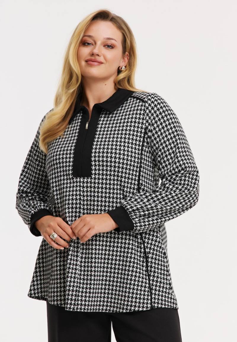 Große Größen Tunika mit Druck, Damen, schwarz, Größe: 42/44, Polyester/Viskose, Happy Size DE Women von YOEK