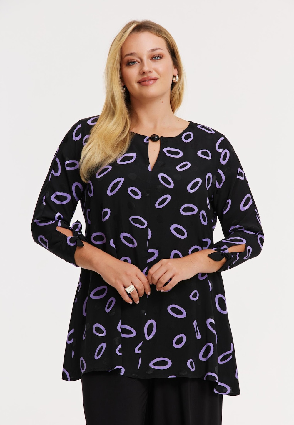 Große Größen Tunika mit Druck, Damen, schwarz, Größe: 50/52, Viskose, Happy Size DE Women von YOEK