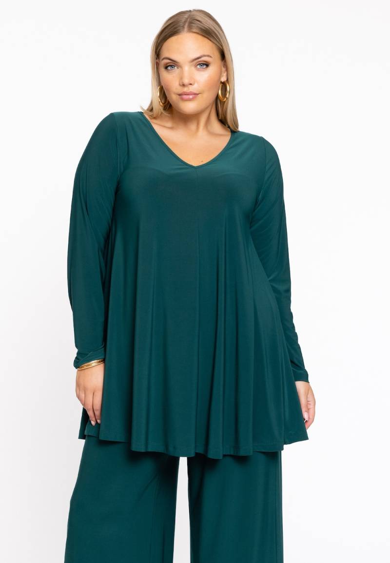 Große Größen Tunika mit Langarm, Damen, grün, Größe: 58/60, Polyester, Happy Size DE Women von YOEK