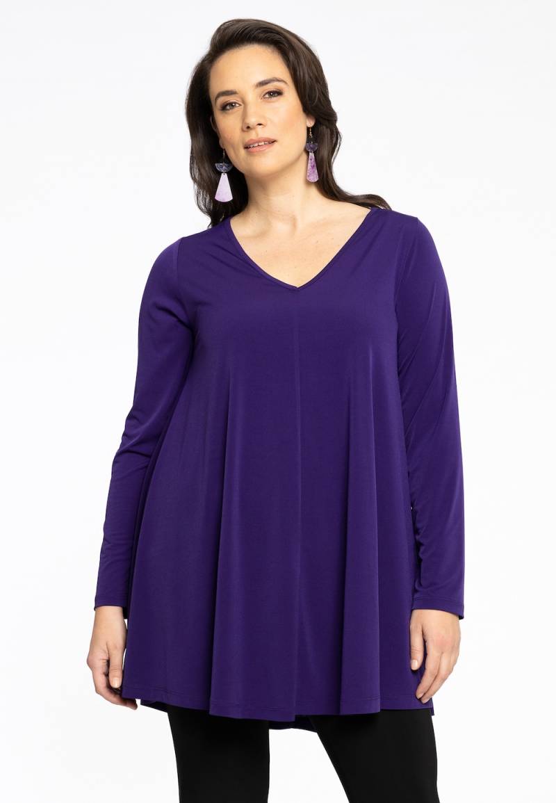 Große Größen Tunika mit Langarm, Damen, lila, Größe: 46/48, Polyester, Happy Size DE Women von YOEK