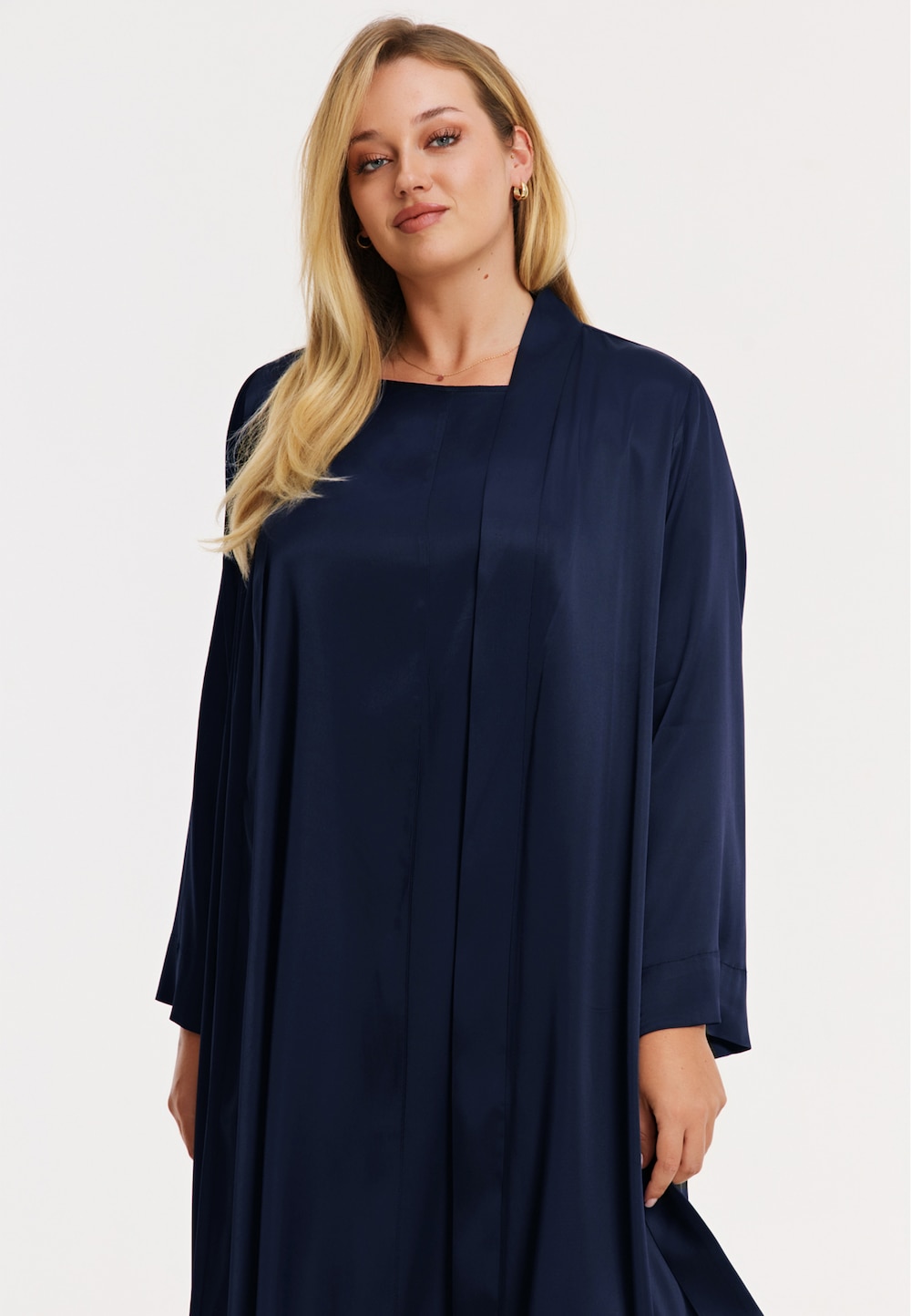 Große Größen mit Langarm Kleid, Damen, blau, Größe: 50/52, Viskose, Happy Size DE Women von YOEK