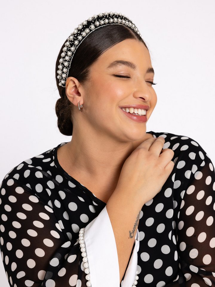 YOEK Modeschal Damen Stirnband mit Perlen-Deko von YOEK