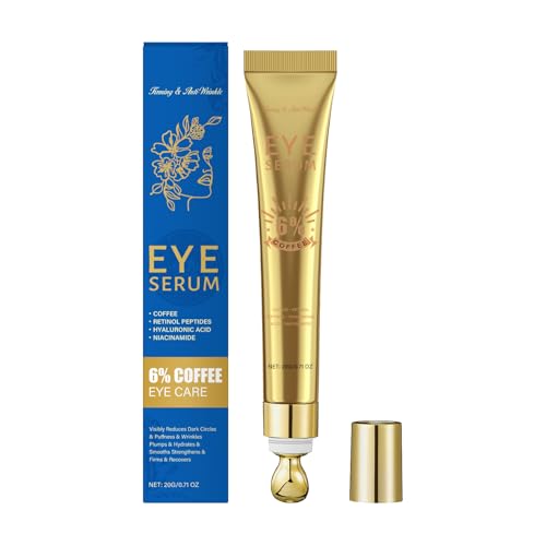6% Koffein-Augencreme gegen Augenringe und Schwellungen – Retinol-Koffein-Augenserum mit Hyaluronsäure gegen Falten und zur Straffung, geeignet für Männer und Frauen (1) von YOENBG