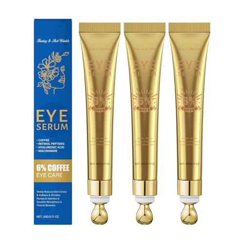 6% Koffein-Augencreme gegen Augenringe und Schwellungen – Retinol-Koffein-Augenserum mit Hyaluronsäure gegen Falten und zur Straffung, geeignet für Männer und Frauen (3) von YOENBG