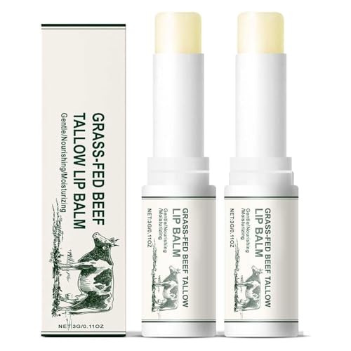Rindfleisch-Talg-Lippenbalsam, natürlicher Rindfleisch Talg, lang anhaltende feuchtigkeitsspendende Lippenstift für Frauen, Bio-Gras gefüttert Talgbalsam (2 pcs) von YOENBG
