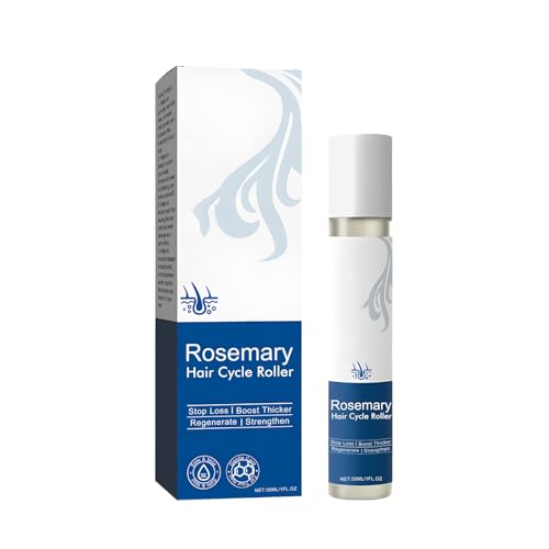 Rosmarin-Haarwuchs-Serum zum Aufrollen – 30 ml Kopfhautmassagegerät, Haarwuchsöl mit 3% Rosmarin für dickeres und kräftigeres Haar, gegen Haarausfall für Männer und Frauen (1) von YOENBG