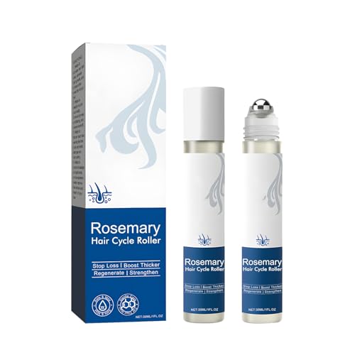Rosmarin-Haarwuchs-Serum zum Aufrollen – 30 ml Kopfhautmassagegerät, Haarwuchsöl mit 3% Rosmarin für dickeres und kräftigeres Haar, gegen Haarausfall für Männer und Frauen (2) von YOENBG