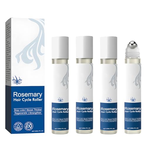 Rosmarin-Haarwuchs-Serum zum Aufrollen – 30 ml Kopfhautmassagegerät, Haarwuchsöl mit 3% Rosmarin für dickeres und kräftigeres Haar, gegen Haarausfall für Männer und Frauen (4) von YOENBG