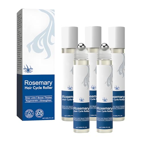 Rosmarin-Haarwuchs-Serum zum Aufrollen – 30 ml Kopfhautmassagegerät, Haarwuchsöl mit 3% Rosmarin für dickeres und kräftigeres Haar, gegen Haarausfall für Männer und Frauen (5) von YOENBG