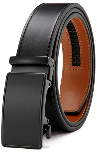 YOETEY Automatik Ledergürtel Herren Schwarz, Gürtel Herren Schwarz Leder Ratsche Automatikschließe für Herren 35mm Business Anzug, Herrengürtel Stufenlos Verstellbar von YOETEY